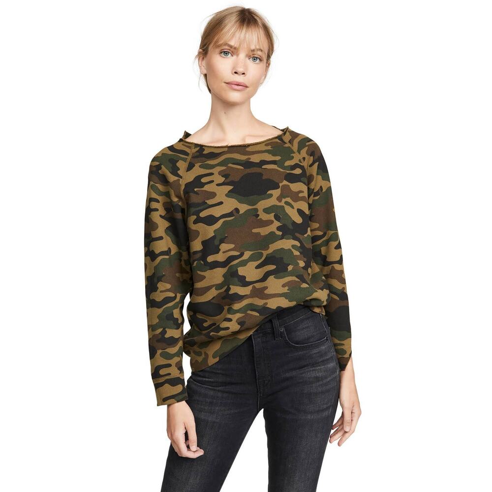 Nili Lotan Bateau Neckline Pullover Camouflage Sweatshirt Medium